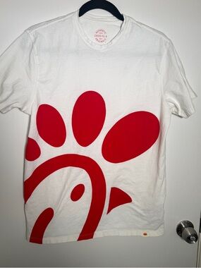 Chick-fil-A White Tee with Large Red Logo Unisex Medium